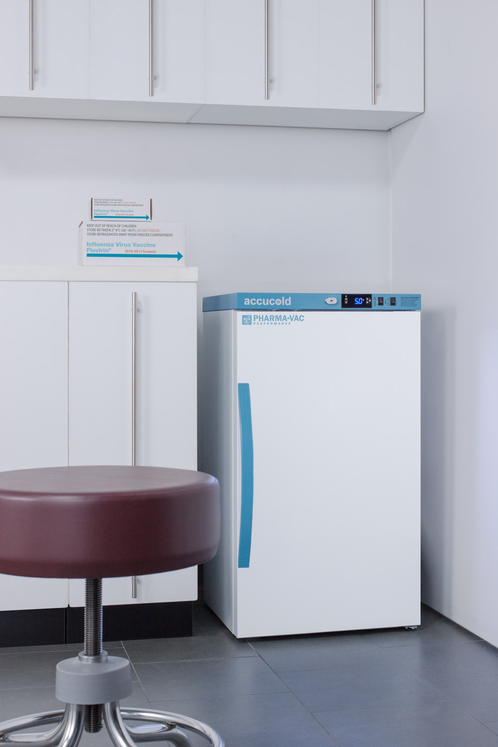 Purpose-built all-refrigerator for breast milk storage with 4 adjustable shelves, a hospital grade cord with 'green dot' plug, and antimicrobial silver-ion handle